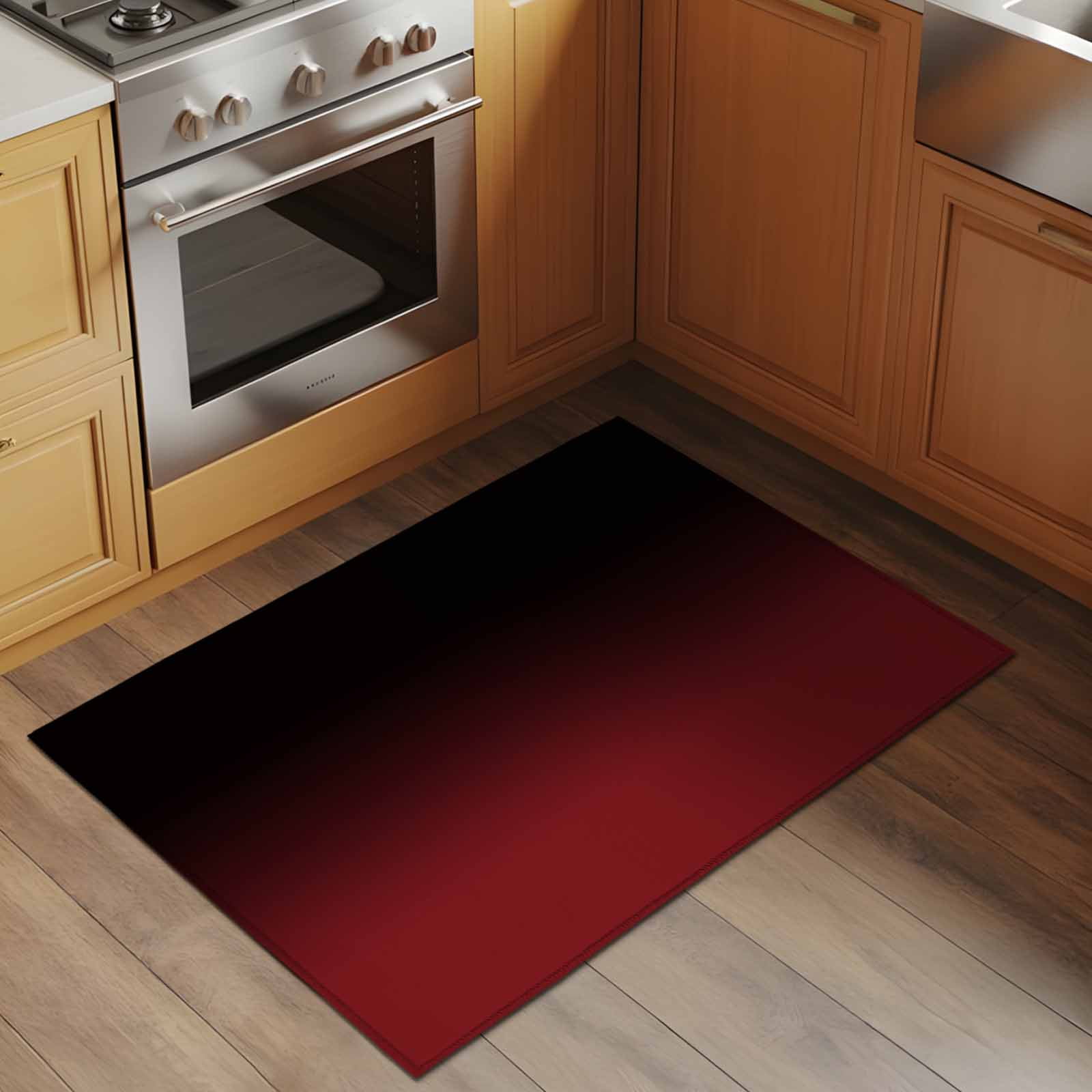 Black Red Ombre Bathroom Mat 2x3 FT, Non Slip Small Kitchen Mat, Modern Abstract Art Gradient Washable Soft Backed Front Door Throw Rug Non-Shedding Indoor Outdoor Doormat for Entryway Sink