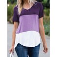 thumbnail image 5 of Women's Purple Color Block V Neck T-shirt, 5 of 5