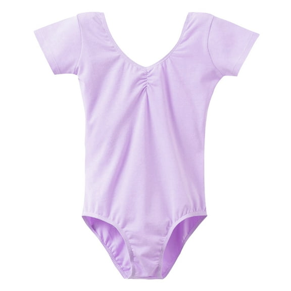 BULLPIANO Gymnastics Leotards for Girls Ballet Dance Toddler Leotard Short Sleeve Bodysuit Basic Leotard for Dance Ballet