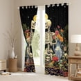 thumbnail image 3 of Homewish Teens Adults Gothic Skeleton Black Out Curtains,Chic Flowers Curtains Pack of 2 (42x63 Each),Retro Exotic Style Bedroom Curtains,Ultra Soft Home Decor, 3 of 6