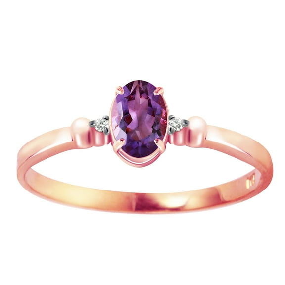 Galaxy Gold GG 14K Rose Gold Natural Diamonds and Oval-Shaped Amethyst Ring - February Birthstone - Peace & Wisdom - Sizes 5.5 to 11 - Fine Jewelry for Women