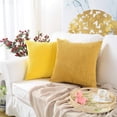 thumbnail image 3 of 2Pcs 20'' x 20'' Corduroy Cushion Covers Soft Decorative Throw Pillow Covers for Home Office Car, Yellow, 3 of 7