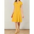 thumbnail image 5 of INSPIRE CHIC Women's Cap Sleeve Cotton Button Down Midi Dress XL Yellow, 5 of 7
