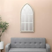 Luxen Home Rustic Wood Cathedral Wall Mirror