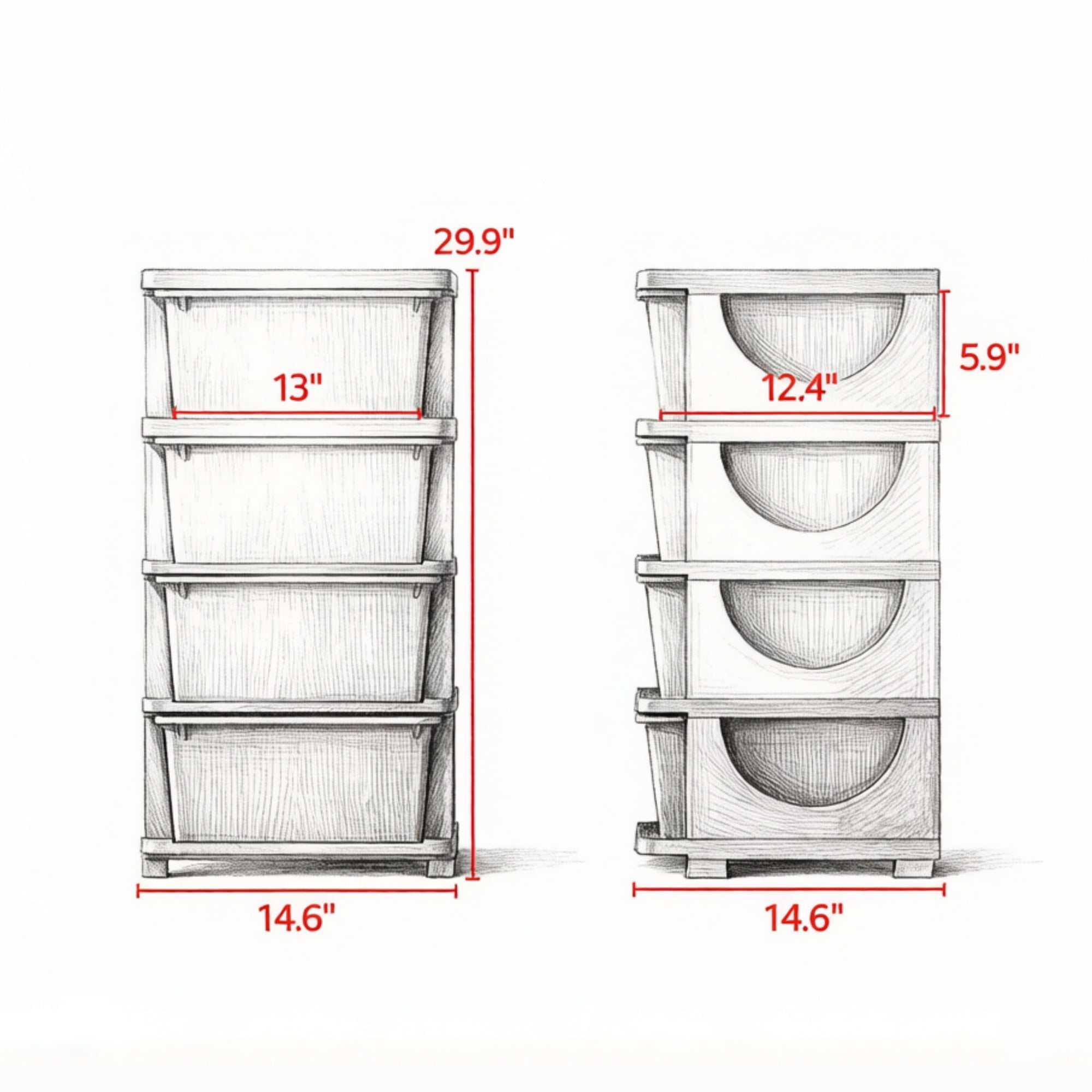4-Drawer Toy Storage Cubby with 16L Capacity for Kids Bedroom