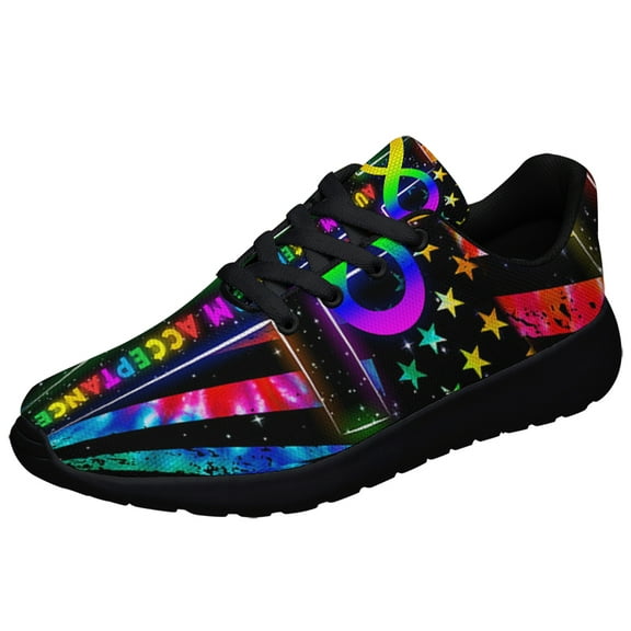 Autism Acceptance Tie Dye Shoes Sneakers for Women Men Black Size 3.5