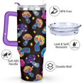thumbnail image 3 of 40oz Rainbow Mushroom Stainless Steel Flip Straw Tumbler Spill Proof Travel Cup Double Wall Vacuum Insulated Coffee Mug with Top Handle, 3 of 6