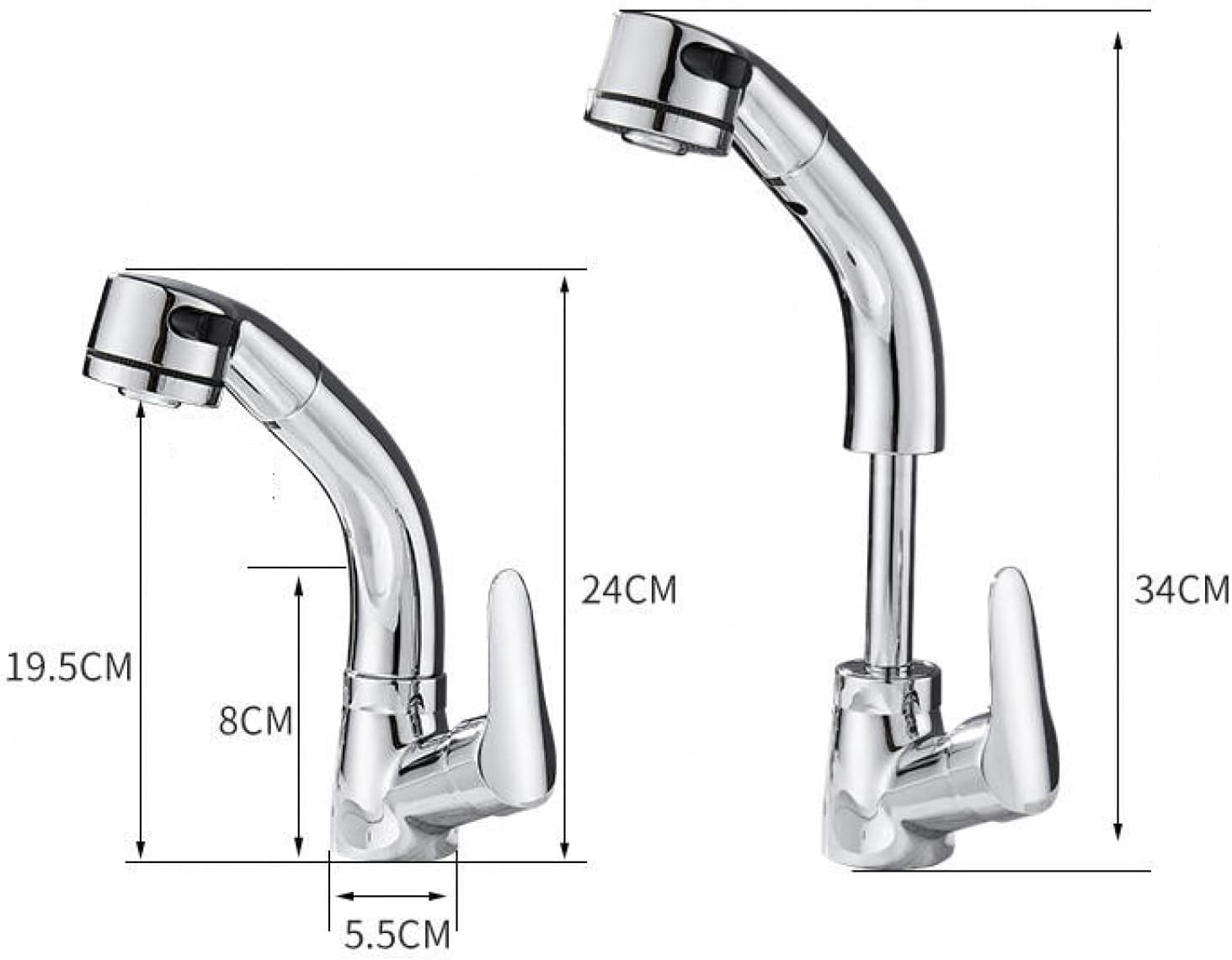 Bathroom Faucet with Pull Out Sprayer, Bathroom Sink Faucet Dual Function Basin Faucet. 360° Swivel Spout Bathroom Sink Faucet, Bathroom Sink Faucet Single Handle,Black