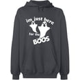 thumbnail image 2 of OXI Hoodie Sweatshirt - I'm Just Here For The Boos, Basic Casual Hoodie for Men's and Women Fleece Hoodie Long Sleeve - Charcoal 2X-Large, 2 of 3