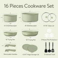 thumbnail image 5 of Carote 16-Piece Ceramic Nonstick Cookware Set, Pots and Pans Set with Detachable Handle, Induction Compatible, Oven & Dishwasher Safe, Sage Green, 5 of 8