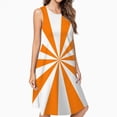 thumbnail image 2 of Aesthetic Orange And White Sunburst Spring Summer Dresses For Women Fashion Dress Casual Sleeveless Loose Sundress With Pockets, 2 of 4