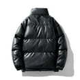 thumbnail image 3 of MELDVDIB Mens Quilted Puffer Glossy Jacket Zip-Up Winter Long Sleeve Stand Collar Coat Solid Color Padded Outwear Tops with Pocket, 3 of 4