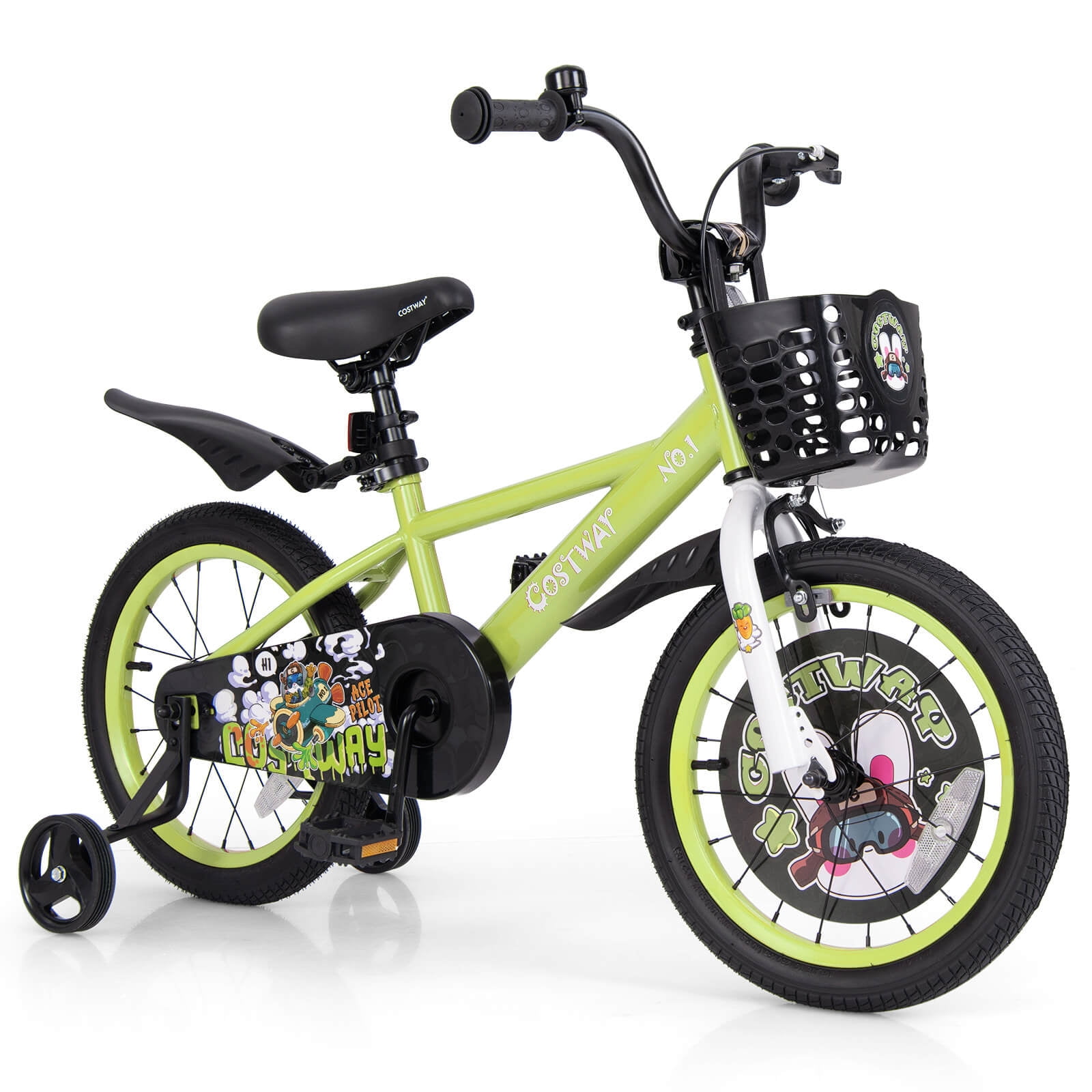 SereneLife 16” Kids Bike W/ Training Wheels & Adjustable Seat