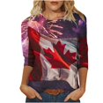 thumbnail image 1 of Blouses pour Femmes Mode, Mode Femmes Imprimé Col Rond Manches 3/4 T-Shirt Chandail Haut Blouse, 1 of 5