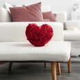 thumbnail image 4 of JWH 3D Heart Shape Wool Flower Accent Throw Pillow for Valentine Elegant Decor and Gift 13x16inch Red, 4 of 14