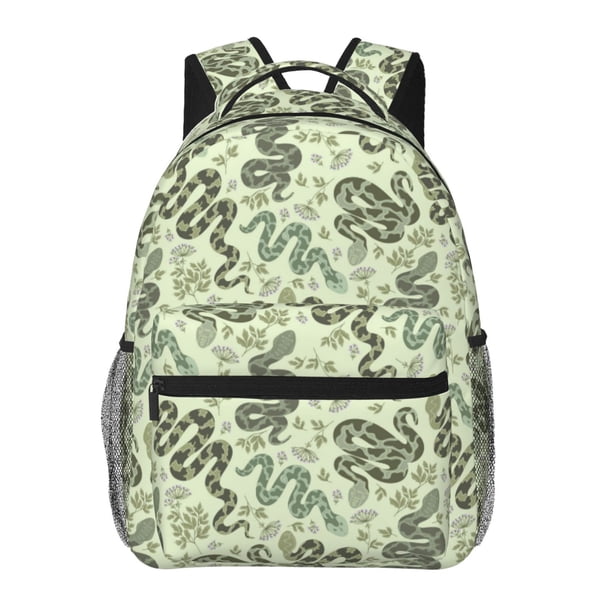 Disketp Green Snake Mochila Estampada para Hombre y Mujer – Mochila Ligera Clásica con Múltiples Bolsillos para Universidad, Trabajo y Viajes-One Size