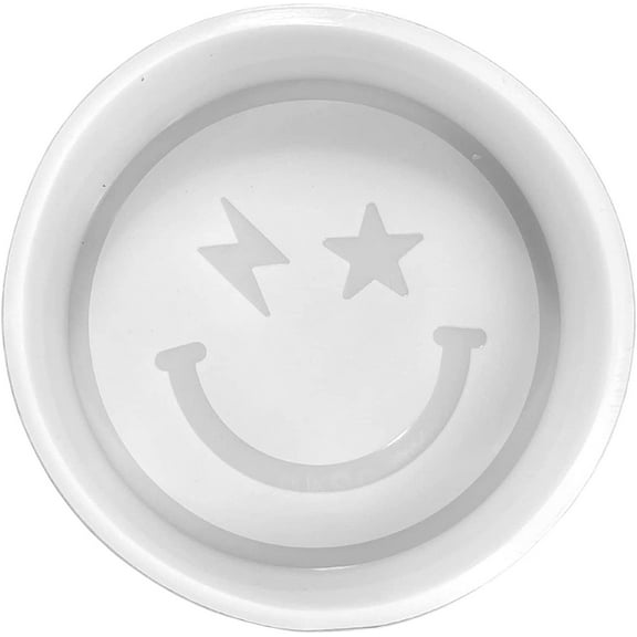 Lightening Bolt Eye Smiley Freshie Silicone Mold  Size 3.75" Diameter x 1" Deep  Smiley Face Mold for Freshie, Soap, Resin, Car Candles Heat Resistant for Oven Scented Aroma Beads Round Smile