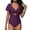 Purple, variant on Women's One Piece Swimsuit Tummy Control High Waisted Bathing Suit with Ruffled Sleeves V-Neck Ruched Cutout Back Buckle