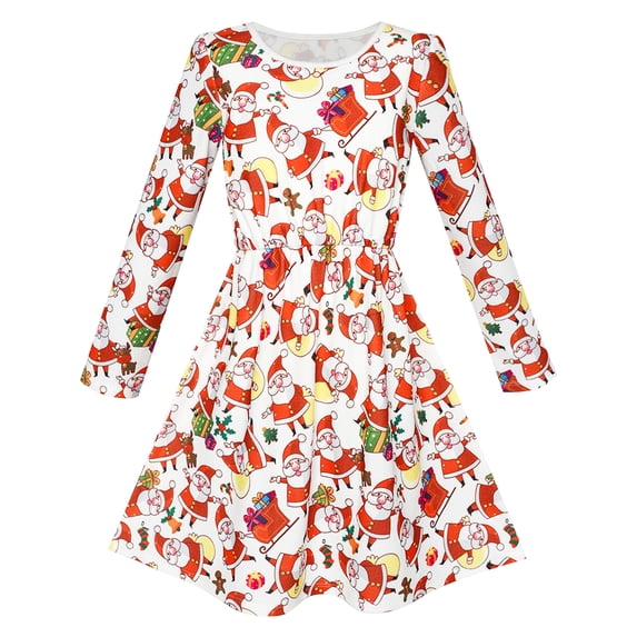 Girls Dress Red Santa Gift Box Christmas Socks Long Sleeve 10