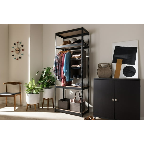 Baxton Studio Gavin Black Metal 4Shelf Storage Racking Organizer