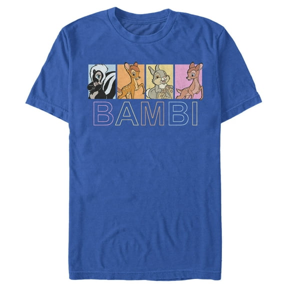 Men's Bambi Faline, Thumper & Flower Character Boxes Graphic Tee Royal Blue Large