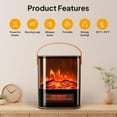 thumbnail image 3 of 1500W Electric Fireplace Stove, 16" H Freestanding Heater with Remote, Timer, Realistic Flame Effect, Adjustable Temperature, Overheat & Tip-Over Protections for Bedroom Living Room Dorm, 3 of 8