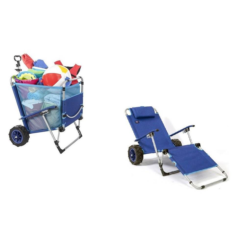 Mac Sports Beach Day Foldable Chaise Lounge Chair & Integrated Pull Cart Combo - image 4 of 5
