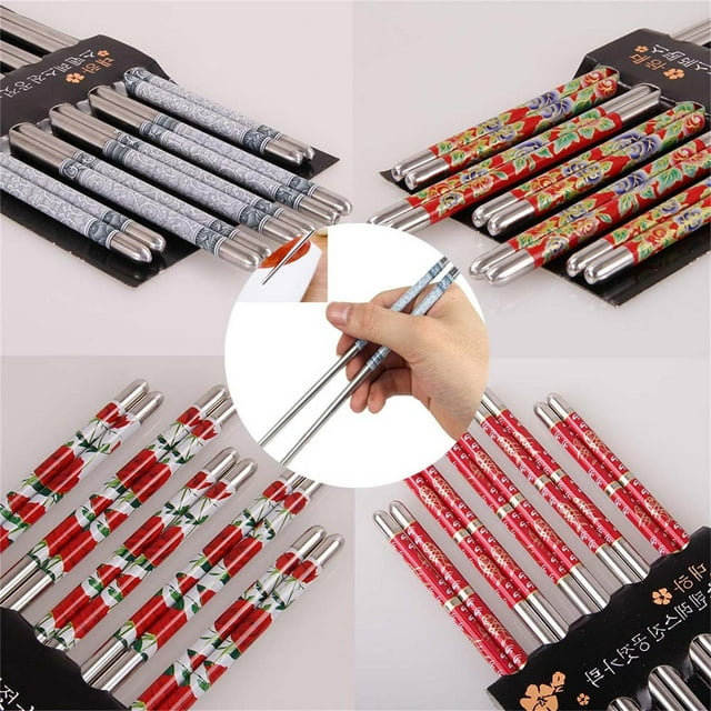 Dvkptbk Acier Inoxydable Chopsticks Réutilisable Multicolore Léger 304 Métal Chopsticks Lavable au Lave-Vaisselle - 1 Paire