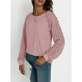 thumbnail image 3 of Womens Long Sleeve Shirts Casual Tops Dressy Outfits Fall Fashion Blouses Lace Clothes Y2k Pink XXL, 3 of 6