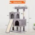 thumbnail image 7 of 36 inches Cat Tree for Indoor Cats Cat Tower with Scratching Posts Multi-Level Cat Furniture Condo with Ramp Perch Spacious Cat Cave (Ashy), 7 of 7