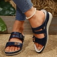 thumbnail image 2 of Sandales à Enfiler pour Femmes Tendance en Cuir Largeur Grand Bout Ouvert Plateforme à Talon Compensé Sandales Habillées de Marche Chaussures, 2 of 7