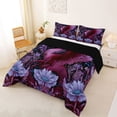thumbnail image 2 of Erosebridal Purple Floral Dragon Full Size Comforter Sets 3 Pieces For Teens,Exotic Style Animal Flowers Bedding Sets For Boys Girls,Black Reversible, 2 of 6