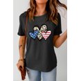 thumbnail image 3 of ABPHQTO Camiseta de manga corta con estampado de corazón de leopardo y rayas de estrellas negras para mujer, 3 of 5