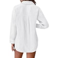 thumbnail image 5 of Vinsonshop Women's Linen Button-down Shirts Casual Comfort Work Tops Linen Blouse Gauze Tops Blusas De Lino Para Mujer Summer Blouse Summer Cotton Beach Shirts Linen Tunic Fashion 2026 White M, 5 of 9