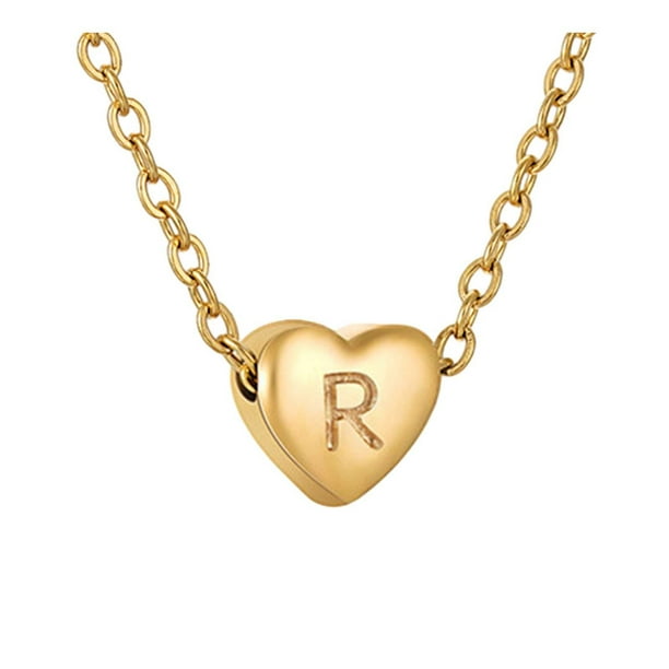 26 iniciales en forma de corazón collar alfabeto para las mujeres Collares de acero inoxidable para las mujeres A Z 26 iniciales alfabeto collares de oro para las mujeres niñas