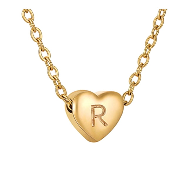 SIfdSeng 26 Collier Alphabet en Forme de Cœur Initiale pour Femmes Colliers en Acier Inoxydable pour Femmes A Z 26 Alphabet Initiale Colliers en Or pour Femmes Filles