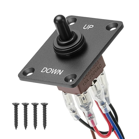 VEVOR Toggle Switch, 6 Pin Momentary Polarity Reversing Toggle Switch (ON)-Off-(ON) DC 12V/30A AC 250V/15A - with Up Down Mounting Panel & Waterproof Boot Cap for Auto Car Marine Boat