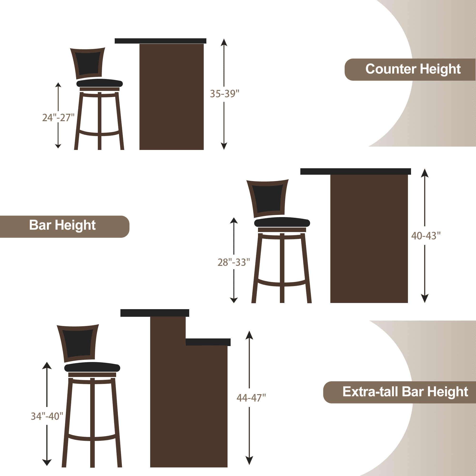 TrumanPick 26 Inch Swivel Bar Stools&nbsp;Set of 2 Upholstered Counter Height Barstools with High Back Chair for Kitchen Island, Black