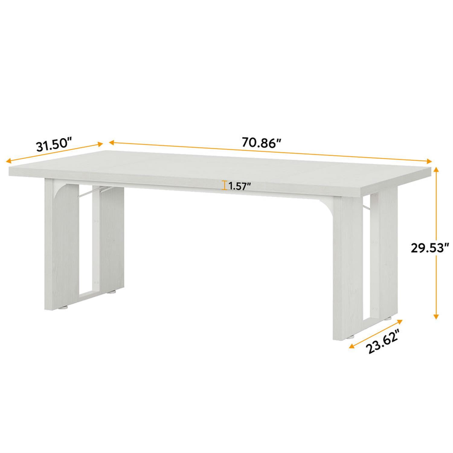 Demi Bonn 70" Executive Computer Desk, Modern Duty Study Writing Gaming Table for Home Office, Rectangle Conference Table, White