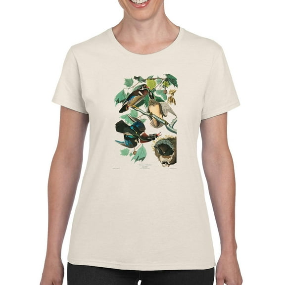 Wood Ducks T-Shirt Women -John James Audubon Designs, Female 4X-Large