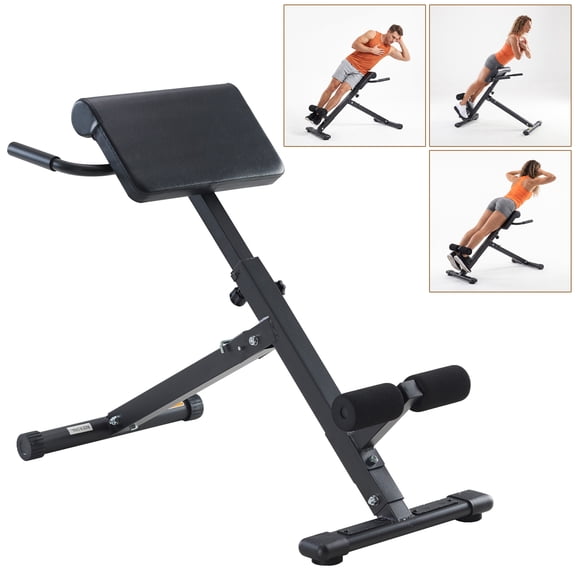 CONCETTA Roman Chair Hyperextension Bench, Adjustable Back Extension Machine with Foldable Design, Heavy Duty Frame for Glutes, Hamstrings & Core Workout,Black