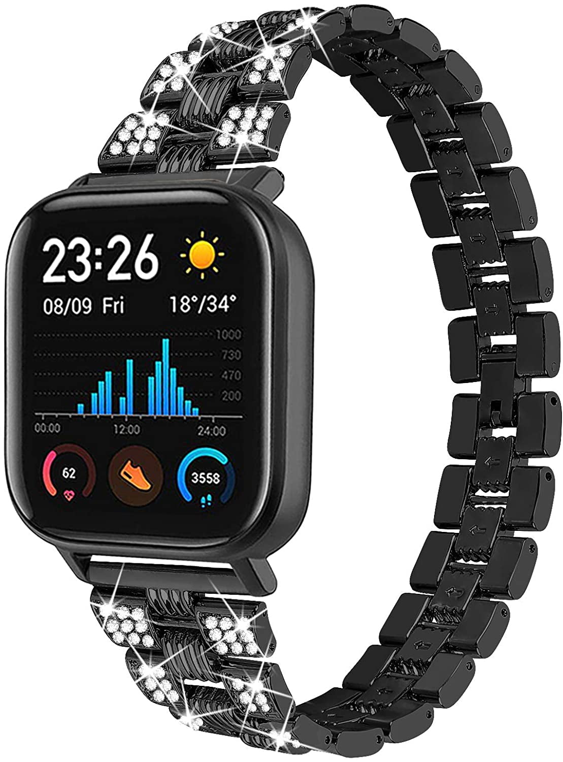 Bling Bands Compatible with Amazfit GTS/GTS2/GTS 2 mini for Women,  Replacement Metal Bracelet Rhinestone Jewlery Wristband for Amazfit Bip  Smartwatch (Black) | Walmart Canada