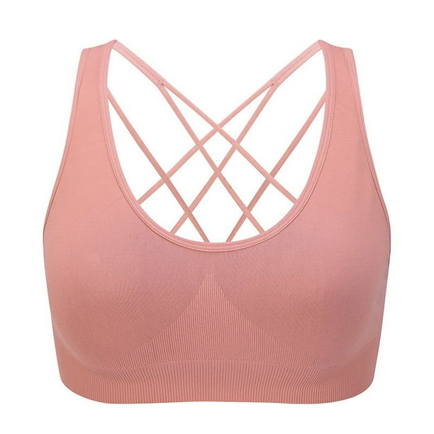 Ropa interior deportiva de talla grande europea y americana, sujetador deportivo de yoga con tirantes finos y espalda cruzada, sujetador push up para correr y fitness a prueba de golpes