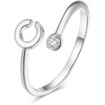 thumbnail image 1 of HAHDAXIA Bague Mi-Doigt Ouverte Ajustable Plaquée Argent Initiale 26 Alphabet Délicate Incrustée de Cristal Bijoux, 1 of 7