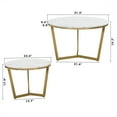 thumbnail image 2 of Harper & Bright Designs Round Nesting Coffee Table Set of 2, Golden Metal Center Table with Marble Grain Tabletop for Living Room, White, 2 of 17