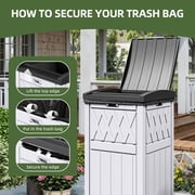 Uforic 31 Gallon Large Outdoor Trash Bin, Waterproof Resin Garbage Can with Lid & Drip Tray, Waste Container,for Porch, Backyard, White