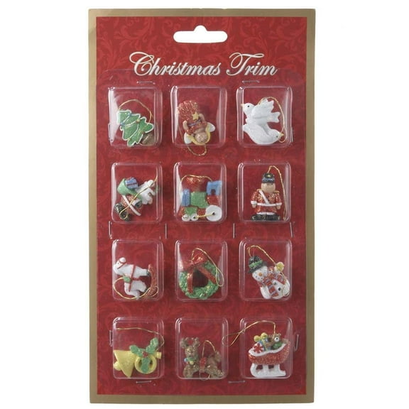 Kurt Adler 12-Piece Resin Petite Treasures Ornament Set, Mini