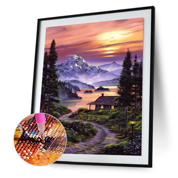 Cuadros Decorativos Kits de punto de cruz con vista de fantasía de pintura de diamante de taladro completo DIY 5D (03) Likrtyny embutido en tela