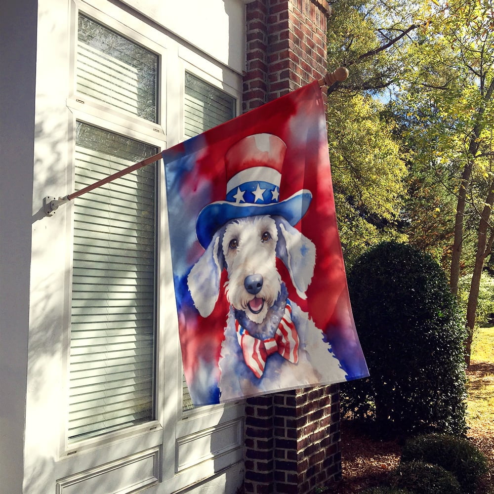 Bedlington Terrier Patriotic American House Flag 28 in x 40 in