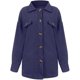 thumbnail image 2 of Chaqueta holgada para mujer con botones y forro polar con bolsillos/XS/azul kaili Sencillez, 2 of 3